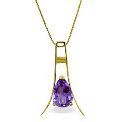 Genuine 1.50 ctw Amethyst Necklace Jewelry 14KT Yellow Gold - REF-35M4T