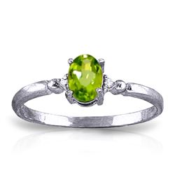 Genuine 0.46 ctw Peridot & Diamond Ring Jewelry 14KT White Gold - REF-27F3Z