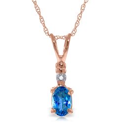 Genuine 0.46 ctw Blue Topaz & Diamond Necklace Jewelry 14KT Rose Gold - REF-21A6K