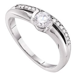 0.40 CTW Diamond Solitaire Bridal Engagement Ring 14KT White Gold - REF-82K5W