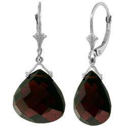 Genuine 17 ctw Garnet Earrings Jewelry 14KT White Gold - REF-48R9P