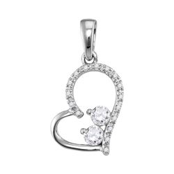 0.20 CTW Diamond 2-Stone Heart Love Pendant 10KT White Gold - REF-22X4Y