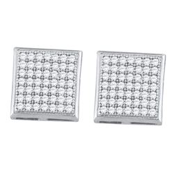 0.33 CTW Diamond Square Cluster Earrings 10KT White Gold - REF-24F2N