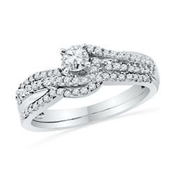 0.49 CTW Diamond Crossover Bridal Wedding Engagement Ring 10KT White Gold - REF-47K9W