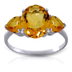 Genuine 3.5 ctw Citrine Ring Jewelry 14KT White Gold - REF-37R7P