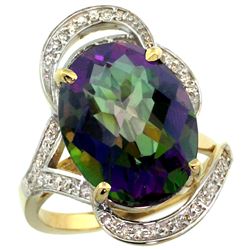 Natural 11.23 ctw mystic-topaz & Diamond Engagement Ring 14K Yellow Gold - REF-104K5R