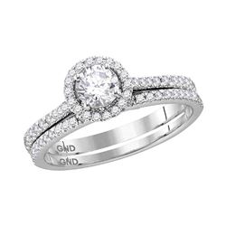 0.88 CTW Diamond Bridal Wedding Engagement Ring 14k White Gold - REF-187X4Y