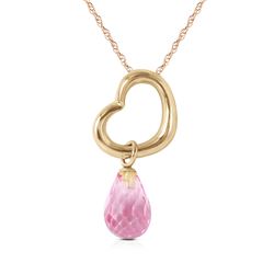 Genuine 2.25 ctw Pink Topaz Necklace Jewelry 14KT Yellow Gold - REF-27W4Y