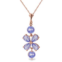 Genuine 3.15 ctw Tanzanite Necklace Jewelry 14KT Rose Gold - REF-45M5T