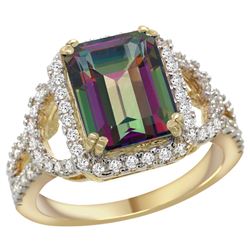 Natural 3.08 ctw mystic-topaz & Diamond Engagement Ring 14K Yellow Gold - REF-106N3G