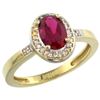 Image 1 : Natural 0.98 ctw Ruby & Diamond Engagement Ring 14K Yellow Gold - REF-45K3R