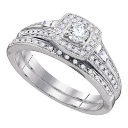 0.52 CTW Diamond Bridal Wedding Engagement Ring 10KT White Gold - REF-52W4K