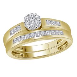 0.45 CTW Diamond Cluster Bridal Engagement Ring 10KT Yellow Gold - REF-48Y7X