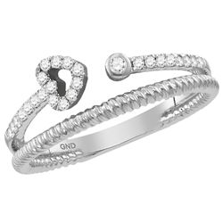 0.15 CTW Diamond Heart Bisected Stackable Ring 10KT White Gold - REF-20H9M