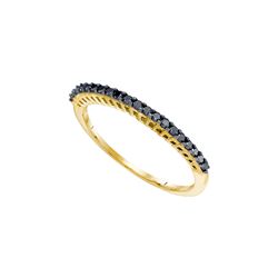 0.25 CTW Black Color Pave-set Diamond Slender Anniversary Ring 10KT Yellow Gold - REF-8F9N