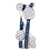 Image 1 : 0.56 CTW Blue Color Diamond Cluster Hoop Earrings 10KT White Gold - REF-40W4K