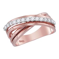 0.42 CTW Diamond Crossover Ring 14KT Rose Gold - REF-57F2N