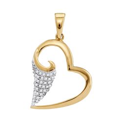 0.20 CTW Diamond Scroll Heart Pendant 10KT Yellow Gold - REF-18F2N