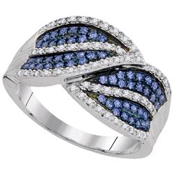 0.39 CTW Blue Color Diamond Ring 10KT White Gold - REF-41M9H