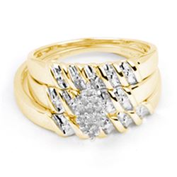 0.11 CTW His & Hers Diamond Cluster Matching Bridal Ring 14KT Yellow Gold - REF-41M3H