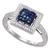 Image 1 : 0.25 CTW Blue Color Diamond Cluster Ring 10KT White Gold - REF-25N4F