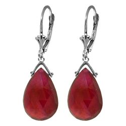 Genuine 16 ctw Ruby Earrings Jewelry 14KT White Gold - REF-85T2A