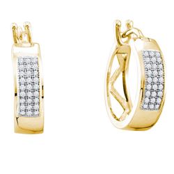 0.16 CTW Diamond Triple Row Hoop Earrings 10KT Yellow Gold - REF-22W4K