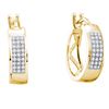 Image 1 : 0.16 CTW Diamond Triple Row Hoop Earrings 10KT Yellow Gold - REF-22W4K