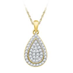 0.25 CTW Diamond Teardrop Cluster Pendant 10KT Yellow Gold - REF-24K2W