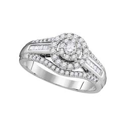 0.50 CTW Diamond Solitaire Halo Bridal Engagement Ring 10KT White Gold - REF-59K9W