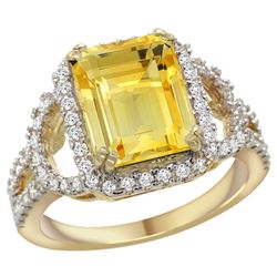 Natural 3.08 ctw citrine & Diamond Engagement Ring 14K Yellow Gold - REF-106R3Z