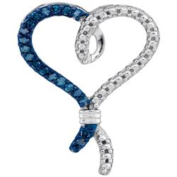 0.13 CTW Blue Color Diamond Bound Heart Pendant 10KT White Gold - REF-13F4N