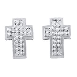 0.15 CTW Diamond Cross Stud Earrings 10KT White Gold - REF-14M9H