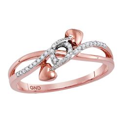 0.08 CTW Diamond Double Heart Crossover Ring 10KT Rose Gold - REF-12K2W