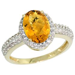 Natural 1.91 ctw Whisky-quartz & Diamond Engagement Ring 14K Yellow Gold - REF-40K5R