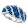 Image 1 : 0.50 CTW Blue Color Diamond Ring 10KT White Gold - REF-57H2M