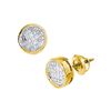 Image 1 : 0.50 CTW Princess Diamond Invisible-set Circle Stud Earrings 14k Yellow Gold - REF-41N9F