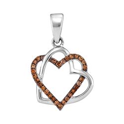 0.25 CTW Cognac-brown Color Diamond Heart Love Pendant 10KT White Gold - REF-16X4Y