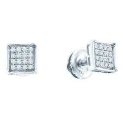 0.10 CTW Diamond Square Cluster Earrings 14KT White Gold - REF-12N2F