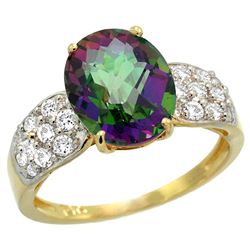 Natural 2.75 ctw mystic-topaz & Diamond Engagement Ring 14K Yellow Gold - REF-58G4M