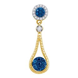 0.37 CTW Blue Color Diamond Cradled Cluster Pendant 10KT Yellow Gold - REF-22H4M