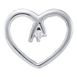 0.03 CTW Diamond Solitaire Heart Pendant 10KT White Gold - REF-8N9F