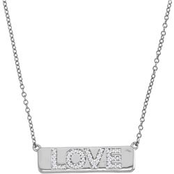 0.12 CTW Diamond Love Bar Pendant 10KT White Gold - REF-30H2M