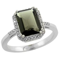 Natural 2.63 ctw Smoky-topaz & Diamond Engagement Ring 14K White Gold - REF-42G8M