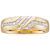 Image 1 : 0.12 CTW Mens Channel-set Diamond Triple Row Wedding Ring 10KT Yellow Gold - REF-14H9M