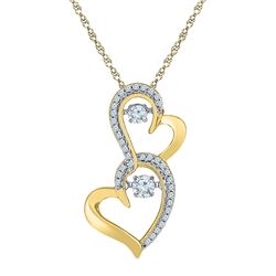 0.25 CTW Diamond Solitaire Double Heart Pendant 10KT Yellow Gold - REF-30W2K