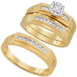 0.25 CTW His & Hers Diamond Solitaire Matching Bridal Ring 10KT Yellow Gold - REF-52F4N