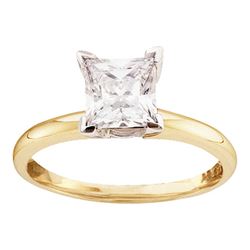 0.38 CTW Princess Diamond Solitaire Bridal Engagement Ring 14KT Yellow Gold - REF-63N8F