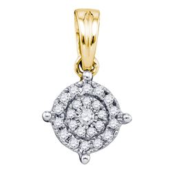 0.15 CTW Diamond Circle Cluster Pendant 10KT Yellow Gold - REF-12M2H