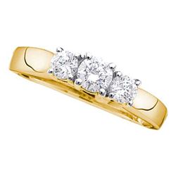 0.54 CTW Diamond 3-stone Bridal Engagement Ring 14KT Yellow Gold - REF-52W4K